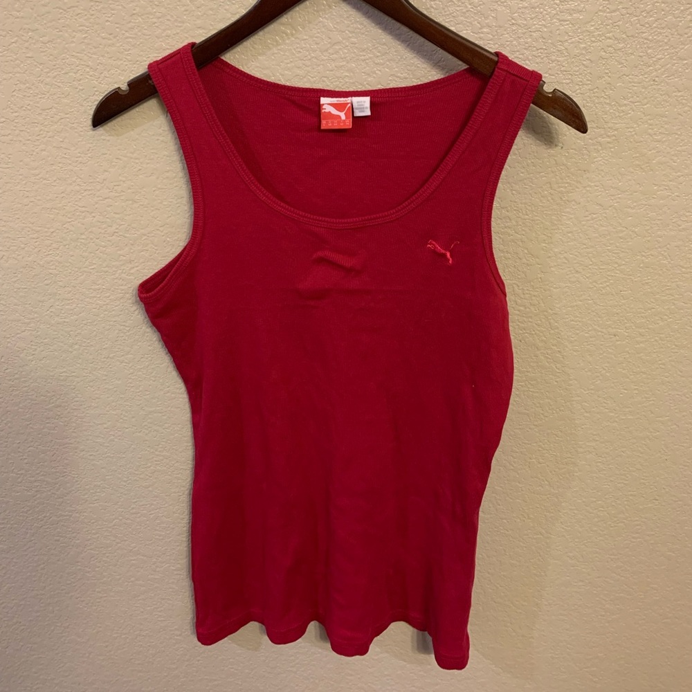 Puma ladies red ribbed tank top